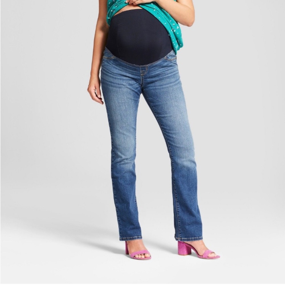 Isabel Maternity Boot Cut Jeans has Crossover Panel lower back support Size 2/26